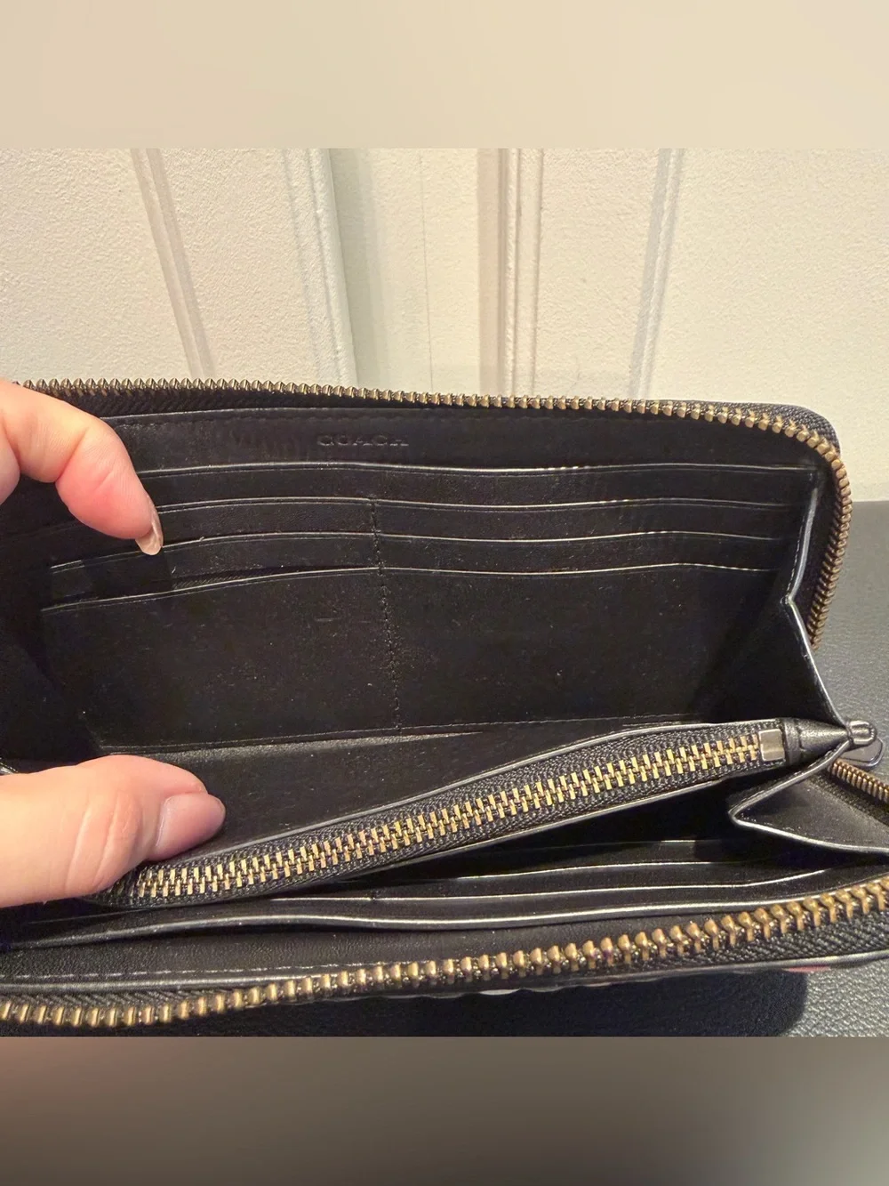 Rare Vintage EUC Coach Zip Long Wallet Quilted Colorblock & Rivets